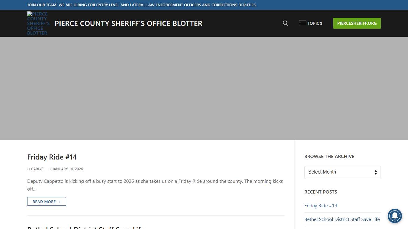 Pierce County Sheriff's Office Blotter - Pierce County Sheriff's Office blotter
